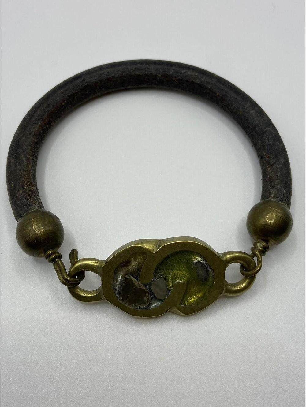Vintage Leather Brass Bracelet